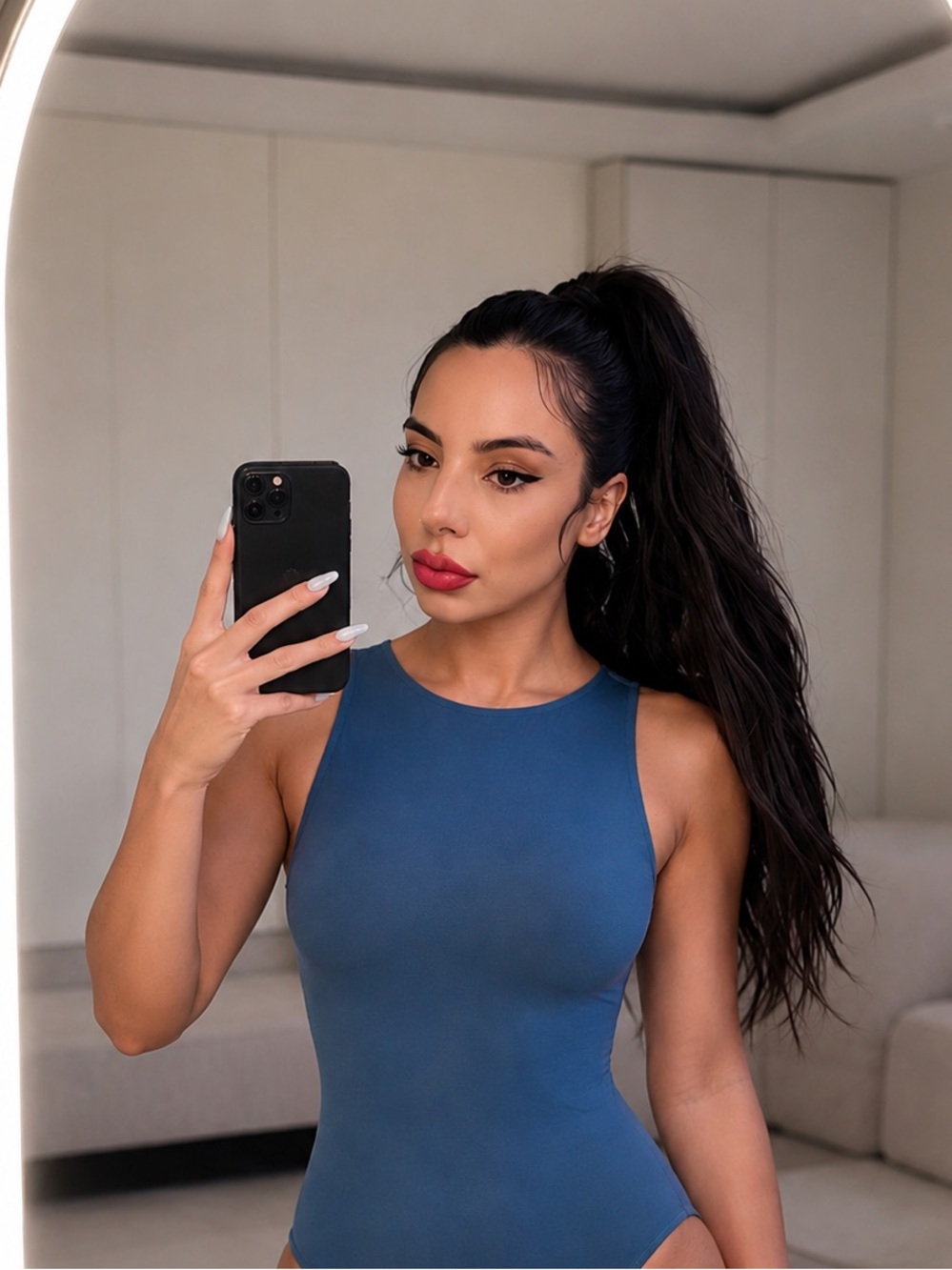 SKIMS Jelly Sheer Bodysuit – Ocean Blue